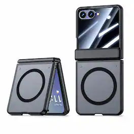 Dteck - Magnetic Case for Samsung Galaxy Z Flip8, Compatible with MagSafe, Hinge Protection & Tempered Glass Screen Cover - Black (Privacy Screen)