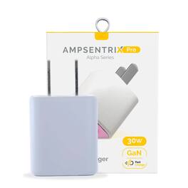 Ampsentrix - 30W 2-in-1 USB-C / USB-A GaN Wall Power Adapter Charger - Pink - Pink