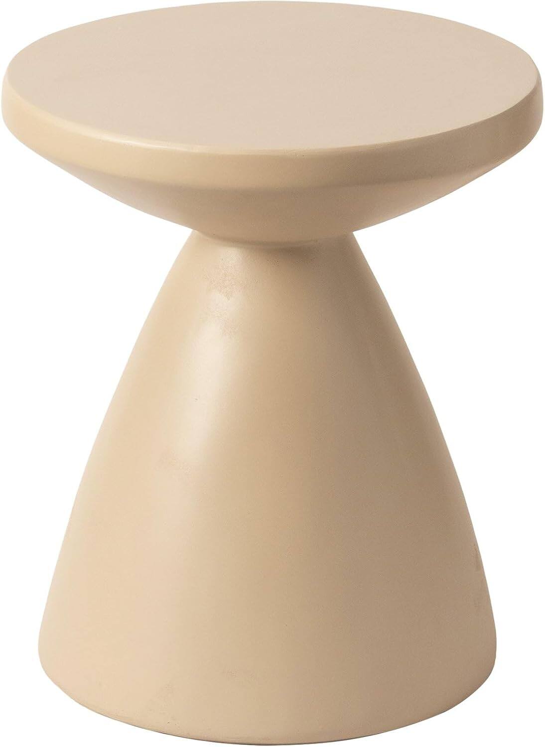Alt View 4. LeisureMod - Dune 17" Round Fiberstone Side Table - Modern Indoor/Outdoor Weather Resistant Accent Table, No Assembly - Beige.