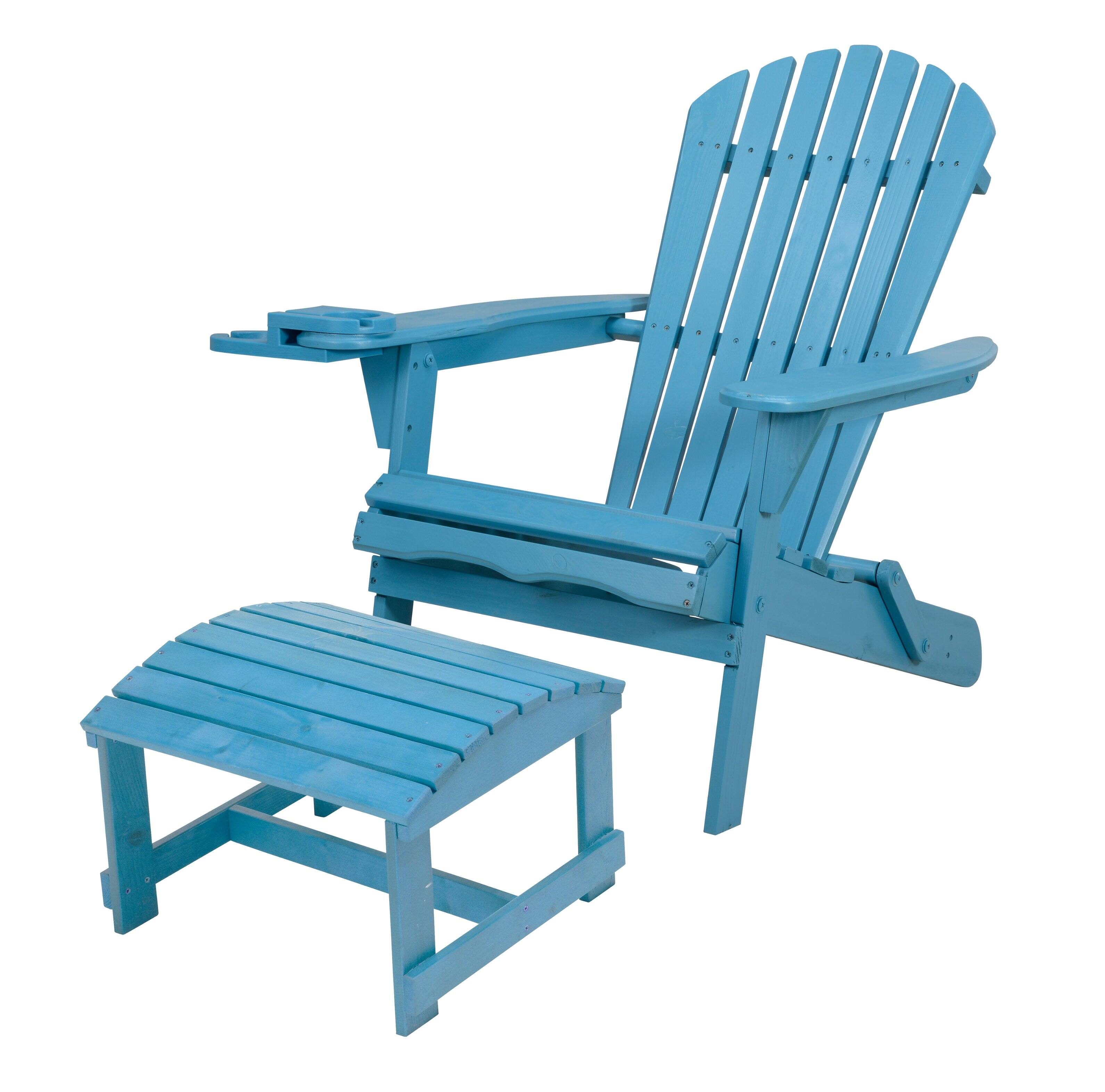 Jiallo - Foldable Adirondack Chair with cup holders with Ottoman - Sky Blue price history on PriceWatchPro