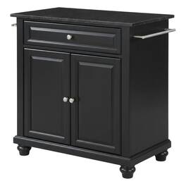 Crosley Furniture - Cambridge Granite Top Portable Kitchen Island/Cart - Black