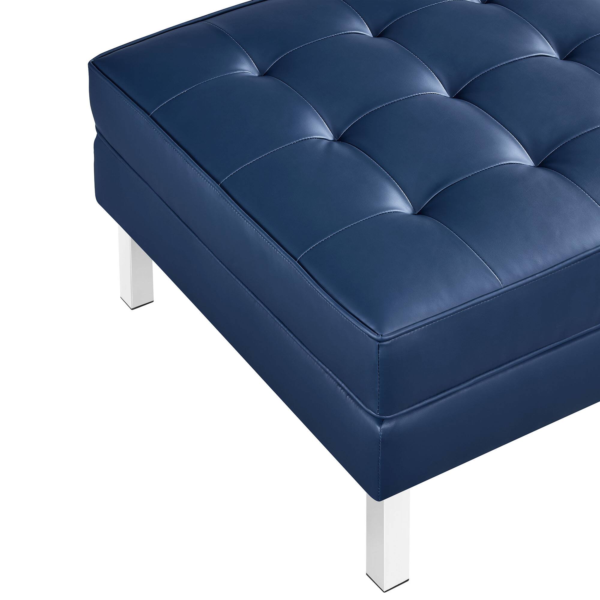 Alt View 3. Modway - Loft Tufted Vegan Leather Ottoman by Modway - EEI-3394-SLV-NAV.