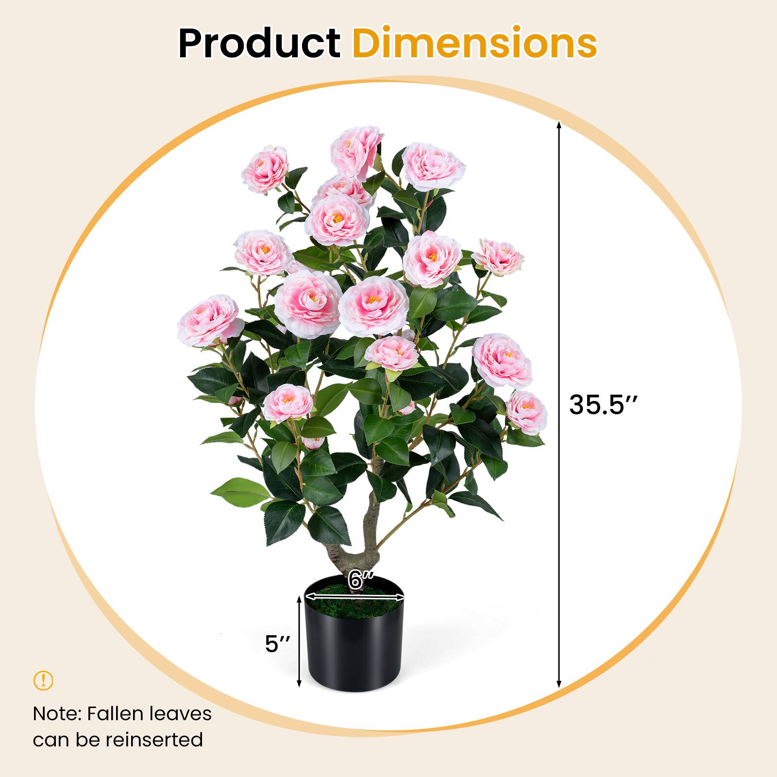 Product Dimensions: 35.5" x 60" x 5"  
Note: Fallen leaves can be reinserted
