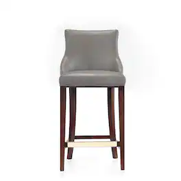 Manhattan Comfort - Shubert Modern Wood Upholstered Barstool - Dark Taupe