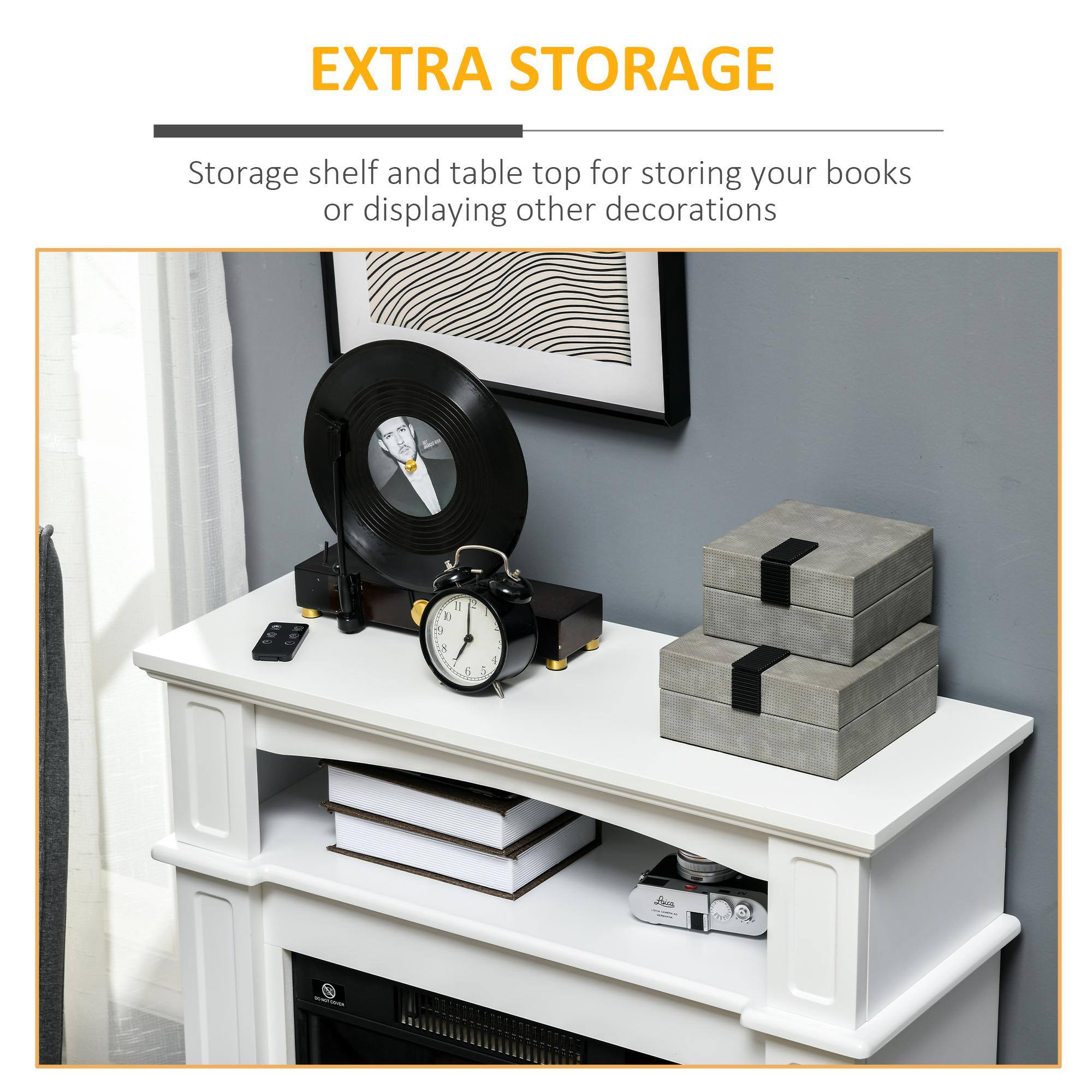 EXTRA STORAGE

Storage shelf and table top for storing your books or displaying other decorations