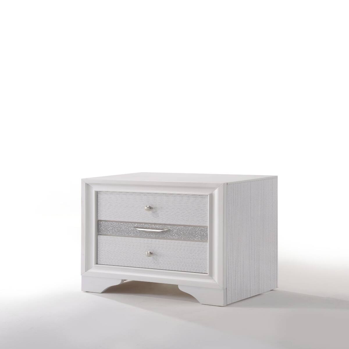 Alt View 3. Loheer - Loheer White Nightstand with Jewelry Drawer and Two Drawers for Bedroom - White.