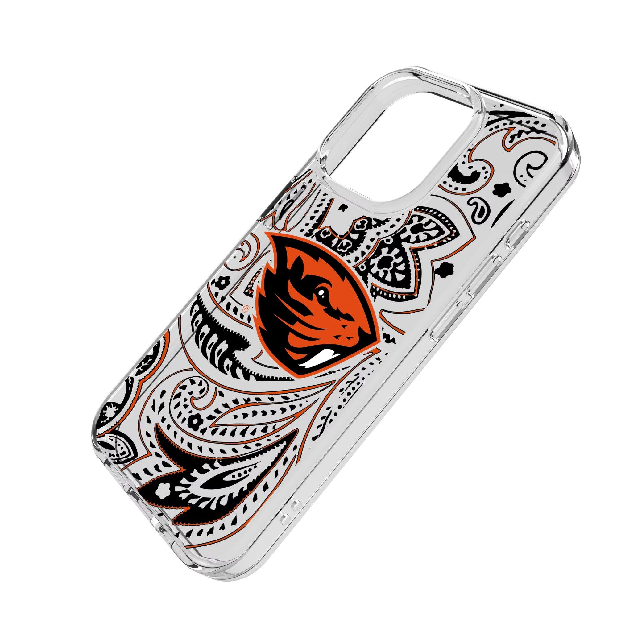 Alt View 1. Keyscaper - Oregon State Beavers Paisley iPhone Clear Case - 15 Pro Max - Multicolor.