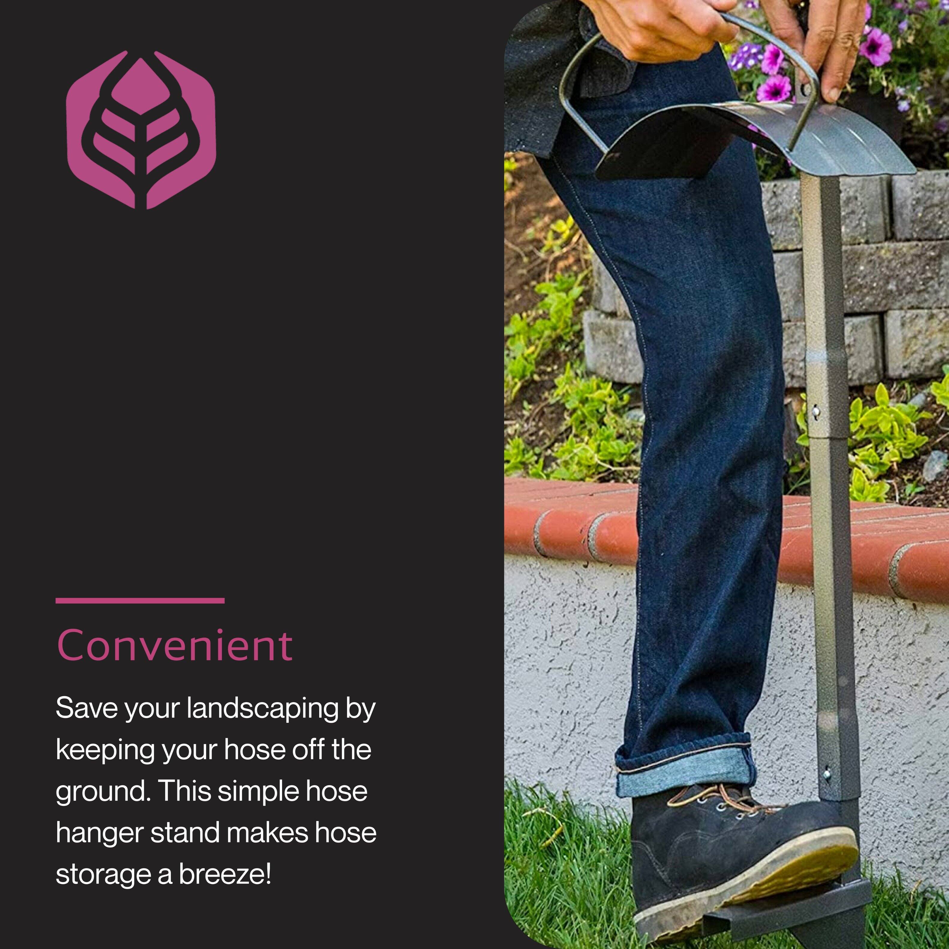 Convenient

Save your landscaping by keeping your hose off the ground. This simple hose hanger stand makes hose storage a breeze!