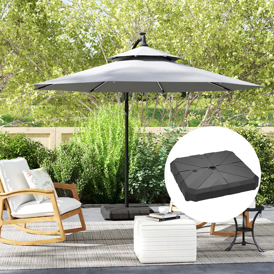 Outsunny Cantilever Offset Umbrella Base, Sand/Water Filled Patio ...