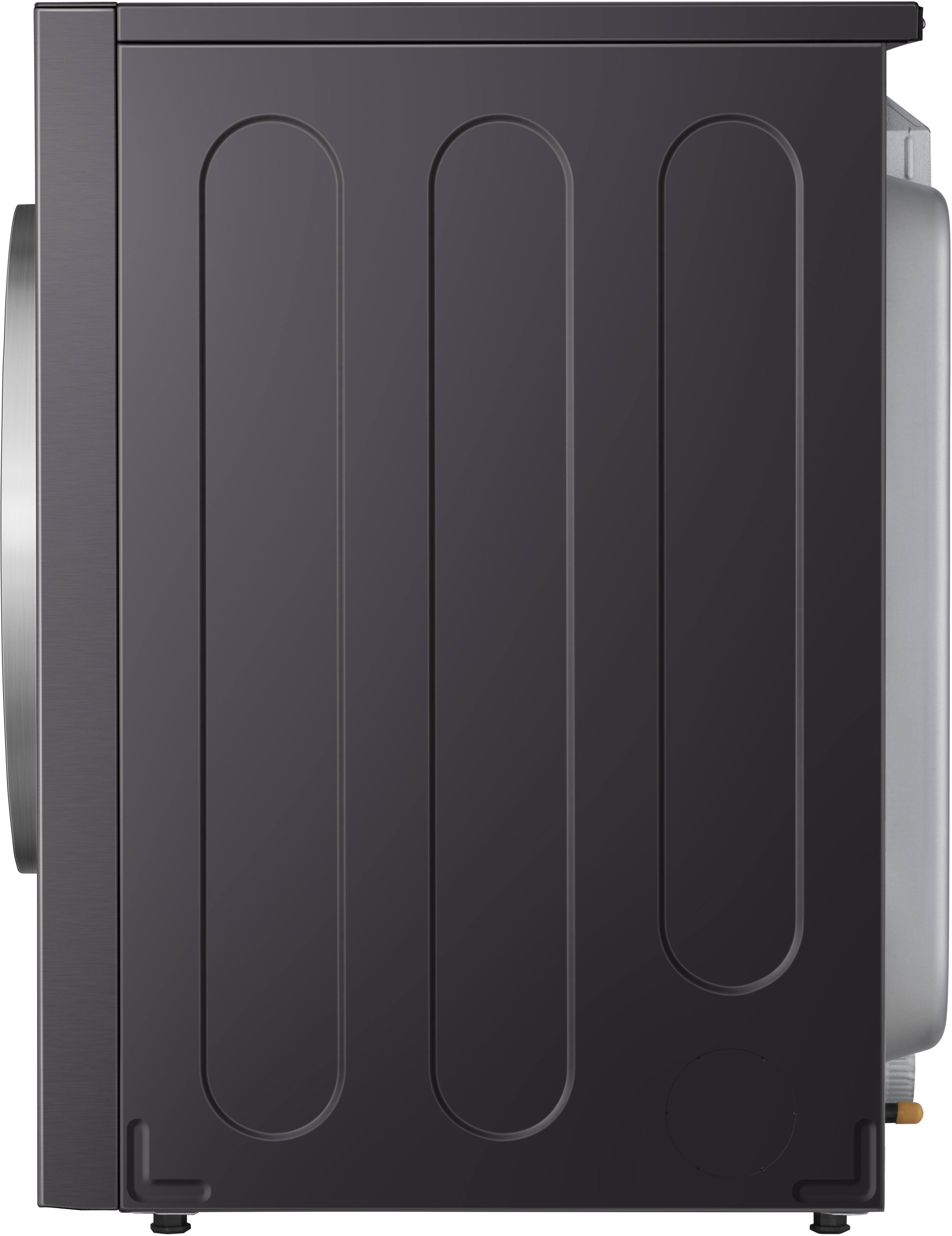 Alt View 9. LG - LG SIGNATURE 9.0 Cu. Ft. Stackable Smart Gas Dryer with Steam and AI Sensor Dry - Brushed Black Steel.