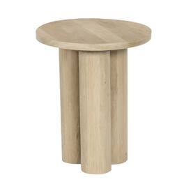 Manhattan Lane - Side Table with 3 Pillar Legs, Handcrafted Natural Mango Wood, 17.7 Inch Round Top - Brown