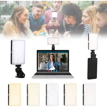 Front. Schertz - Selfie Light Portable Phone Light, 90 LED Rechargeable Clip-On Ring Light with 3 Adjustable Modes for Video, Makeup, Liv.