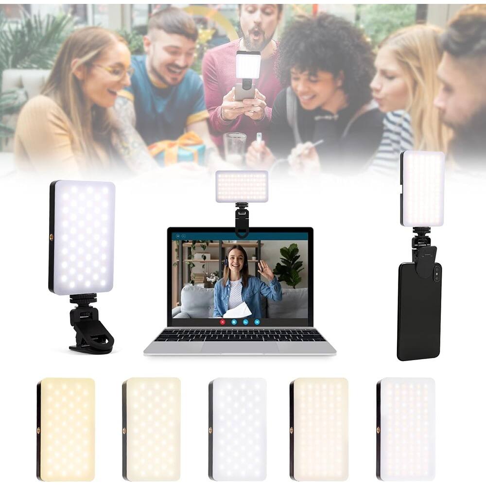 Front. Schertz - Selfie Light Portable Phone Light, 90 LED Rechargeable Clip-On Ring Light with 3 Adjustable Modes for Video, Makeup, Liv.