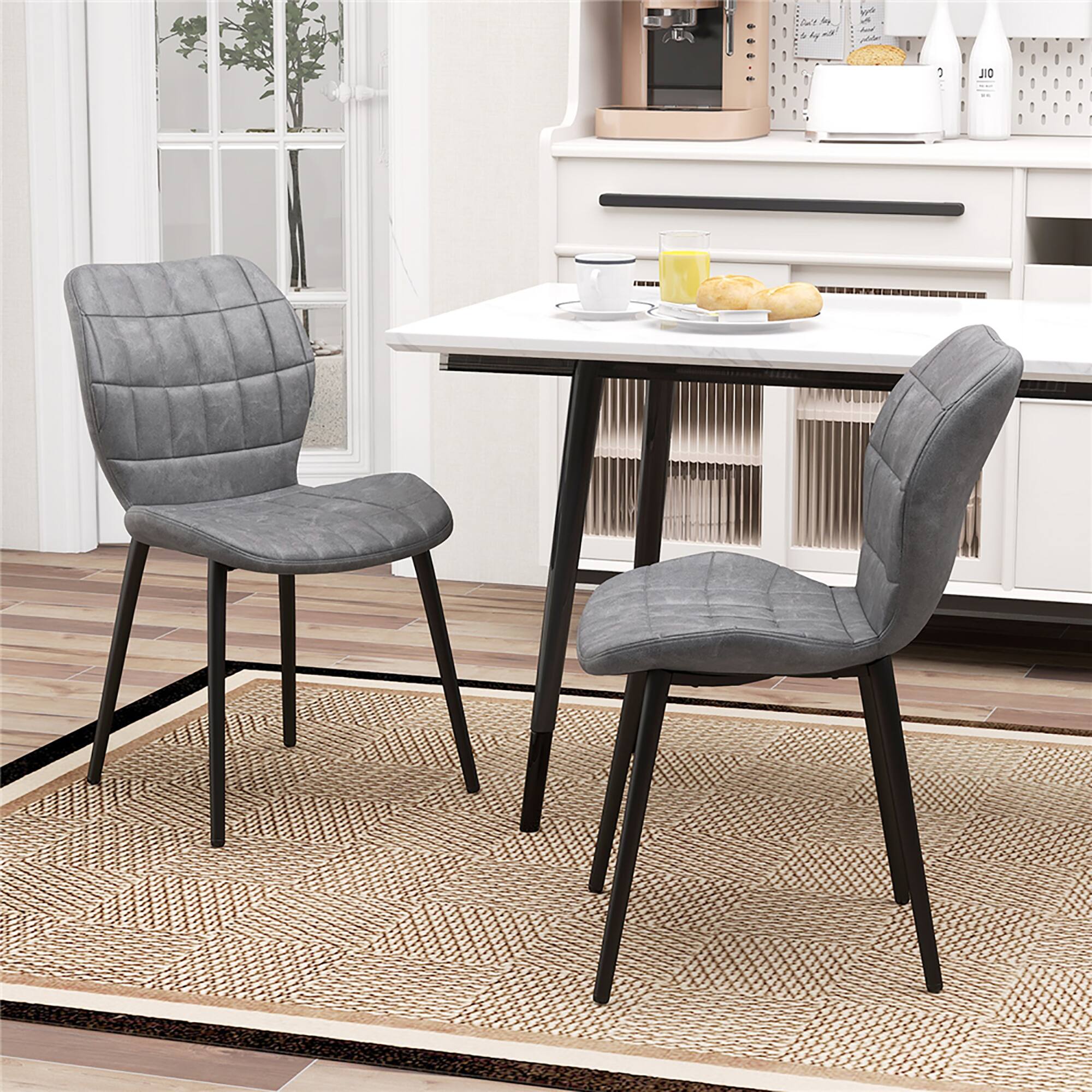 Alt View 3. Gymax - Gymax Dining Chairs Set of 2 w/ Padded Back Metal Legs & 2 Adjustable Foot Pads Gray - Gray.