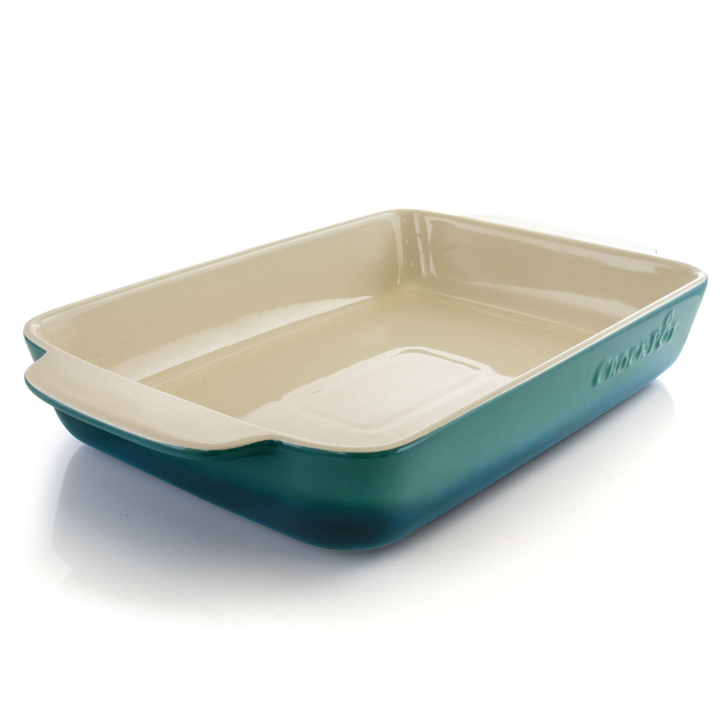Alt View 7. Crock-Pot - Crock Pot Artisan 4 Quart Rectangular Stoneware Bake Pan in Gradient Teal - Gradient Teal.