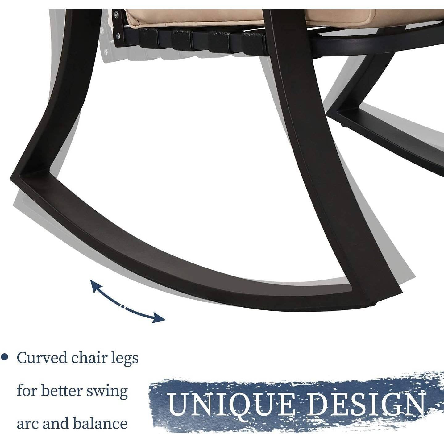 Curved chair legs for better swing  
arc and balance  

UNIQUE DESIGN