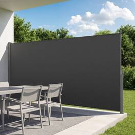 VEVOR - Retractable Side Awning, 73" x 165" Patio Retractable Side Screen with 180 g/m² Polyester Fabric, Waterproof Sunshade - Gray