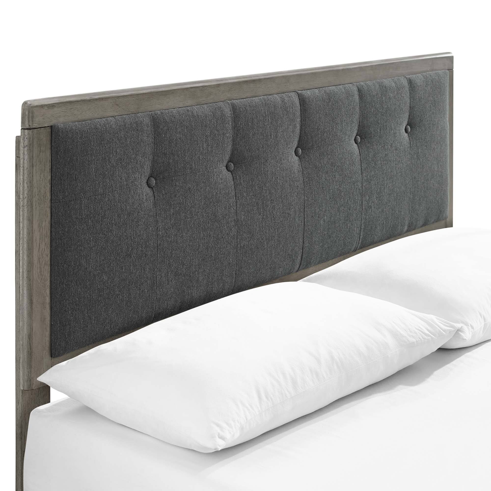 Alt View 8. Modway - Willow Wood Platform Bed With Angular Frame - Gray Charcoal.