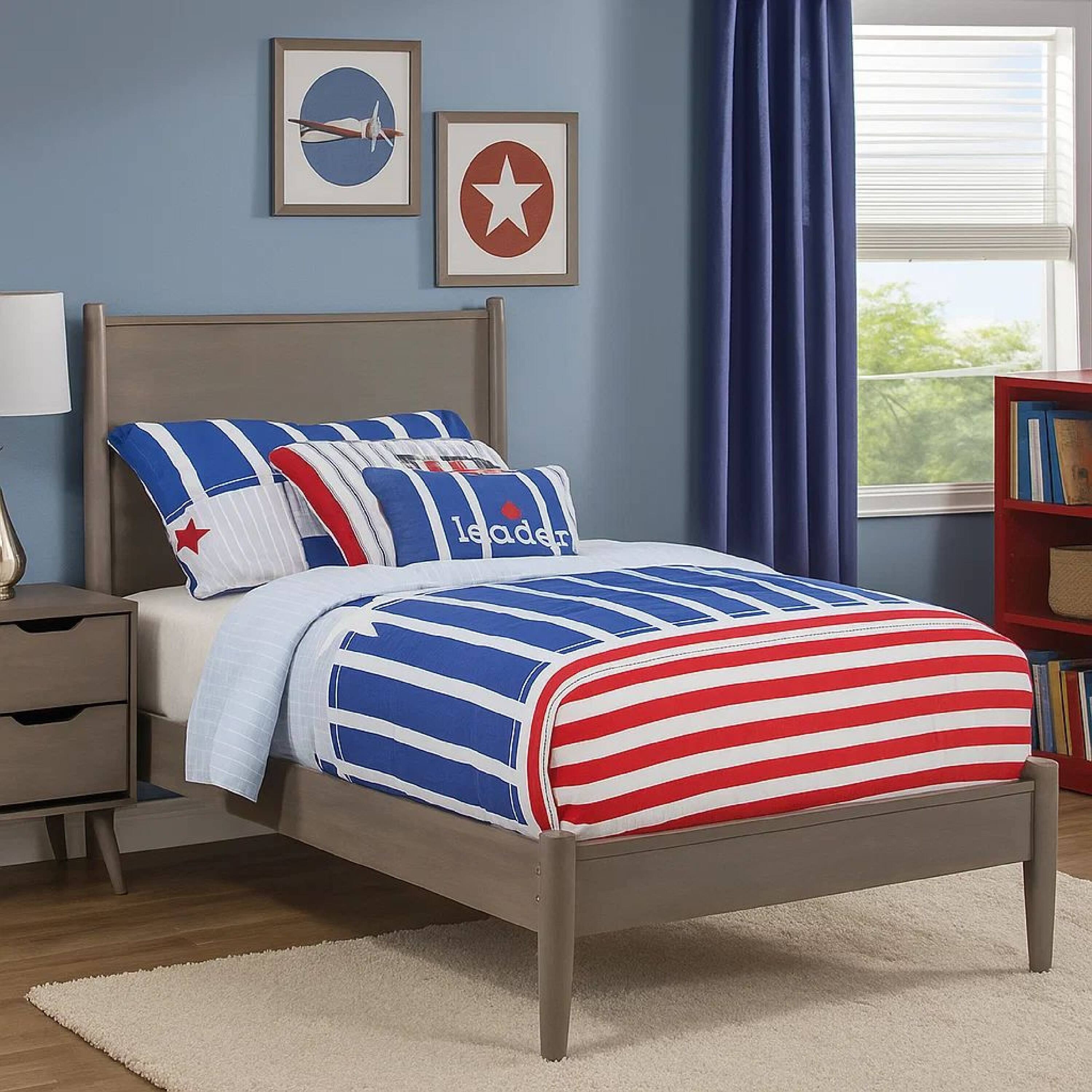 Alt View 5. Manhattan Lane - Wooden Transitional Twin Bed With Round Tapered Legs, Gray - Gray.