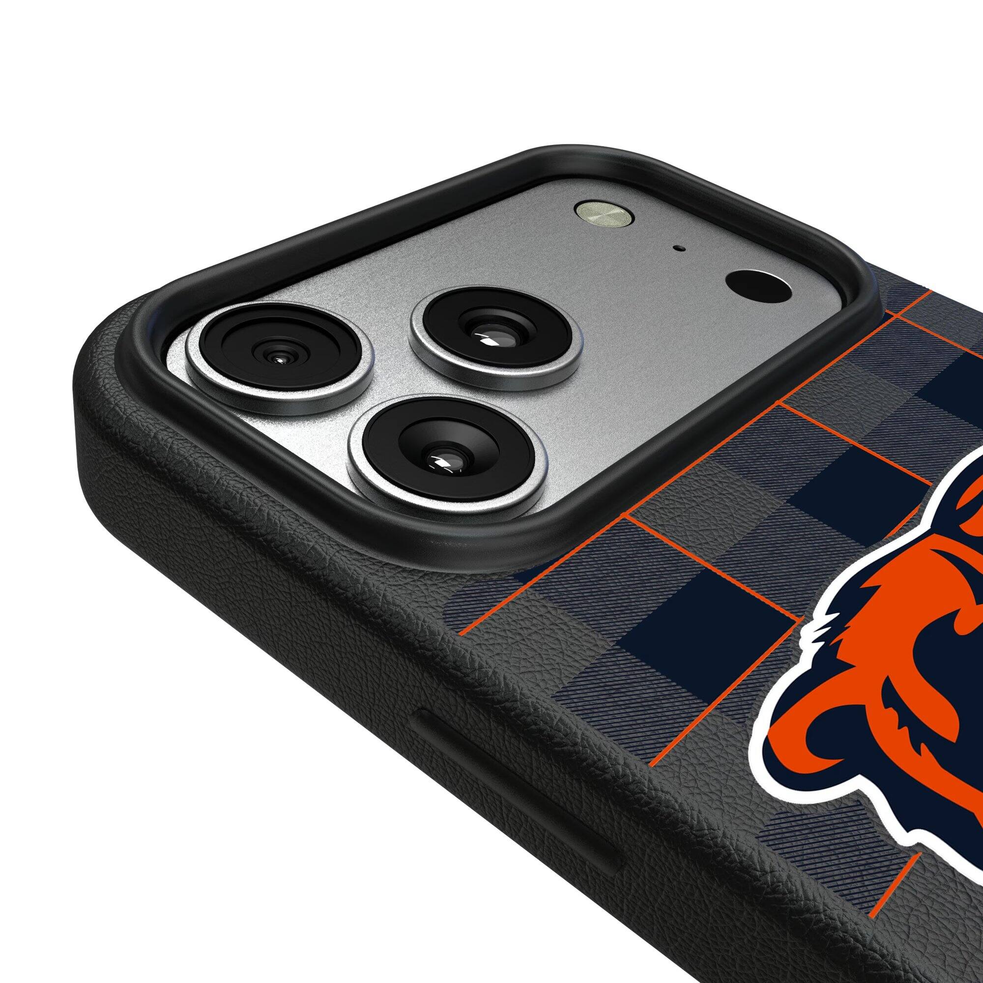 Alt View 2. Keyscaper - Chicago Bears Plaid Magnetic Bump iPhone Case - 17 - Black.