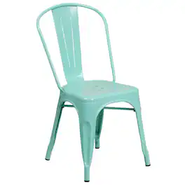 Flash Furniture - Tenley Commercial Grade Mint Metal Indoor-Outdoor Stackable Chair - Green