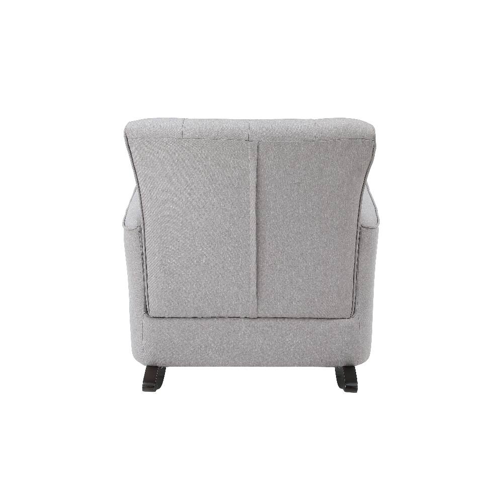 Alt View 1. Loheer - Loheer Light Grey Rocking Chair Track Arm Linen Upholstered Pocket Coil Rocker with Wooden Legs for Nursery Living Room - Light Grey.