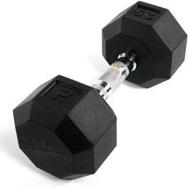 Power Systems - Octagonal Dumbbell, 25 lbs Rubber Coated Dumbbell Weight (Single Dumbbell) - Black,Silver