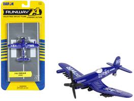 Vought F4U Corsair USMC with Runway Section Diecast Model Airplane by Runway24 - Blue
