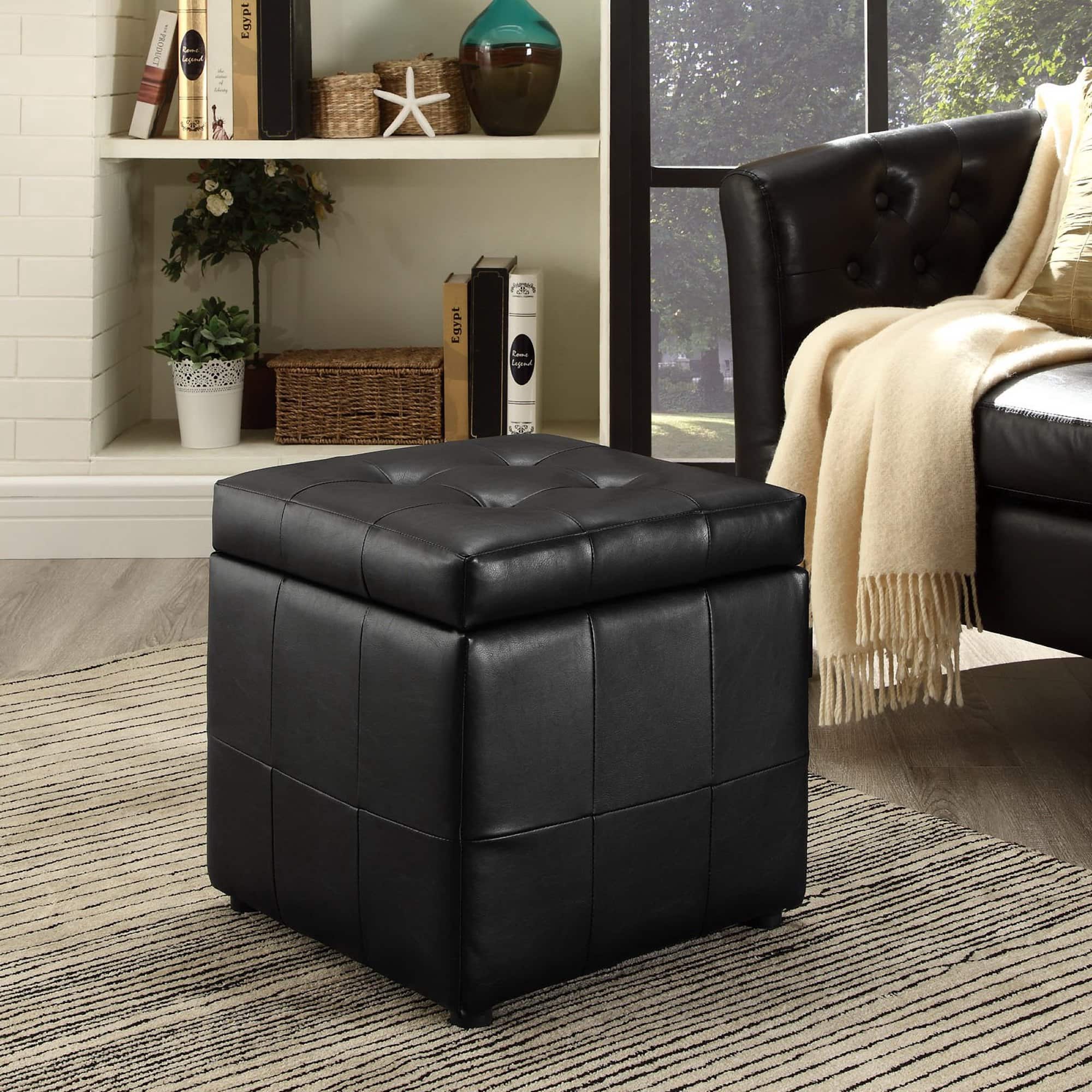 Volt Storage Upholstered Vinyl Ottoman by Modway - EEI-1044-BLK