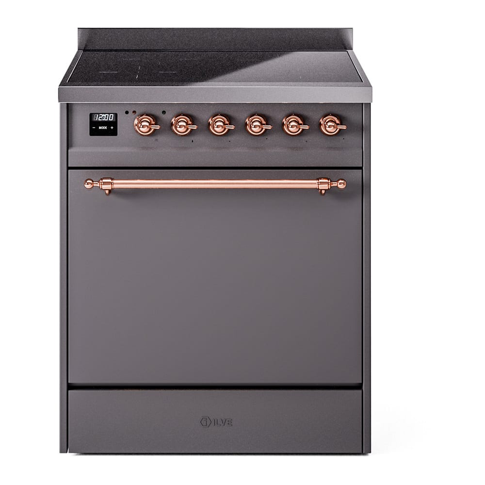 ILVE - Nostalgie II Series 30 in. Induction Range with 4 Induction Elements (Copper Trim) - Graphite Matte
