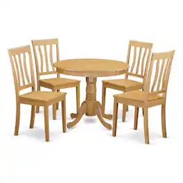 East West Furniture - 5 Pc small Kitchen Table and Chairs set-breakfast nook and 4 Kitchen Chairs - Oak