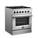 Left. Forno Appliances - 30 in. Wide 4 Burner Marco 4.32 Cu. Ft. Freestanding Dual Fuel Convection Range with Dual Ring Burner - Silver.