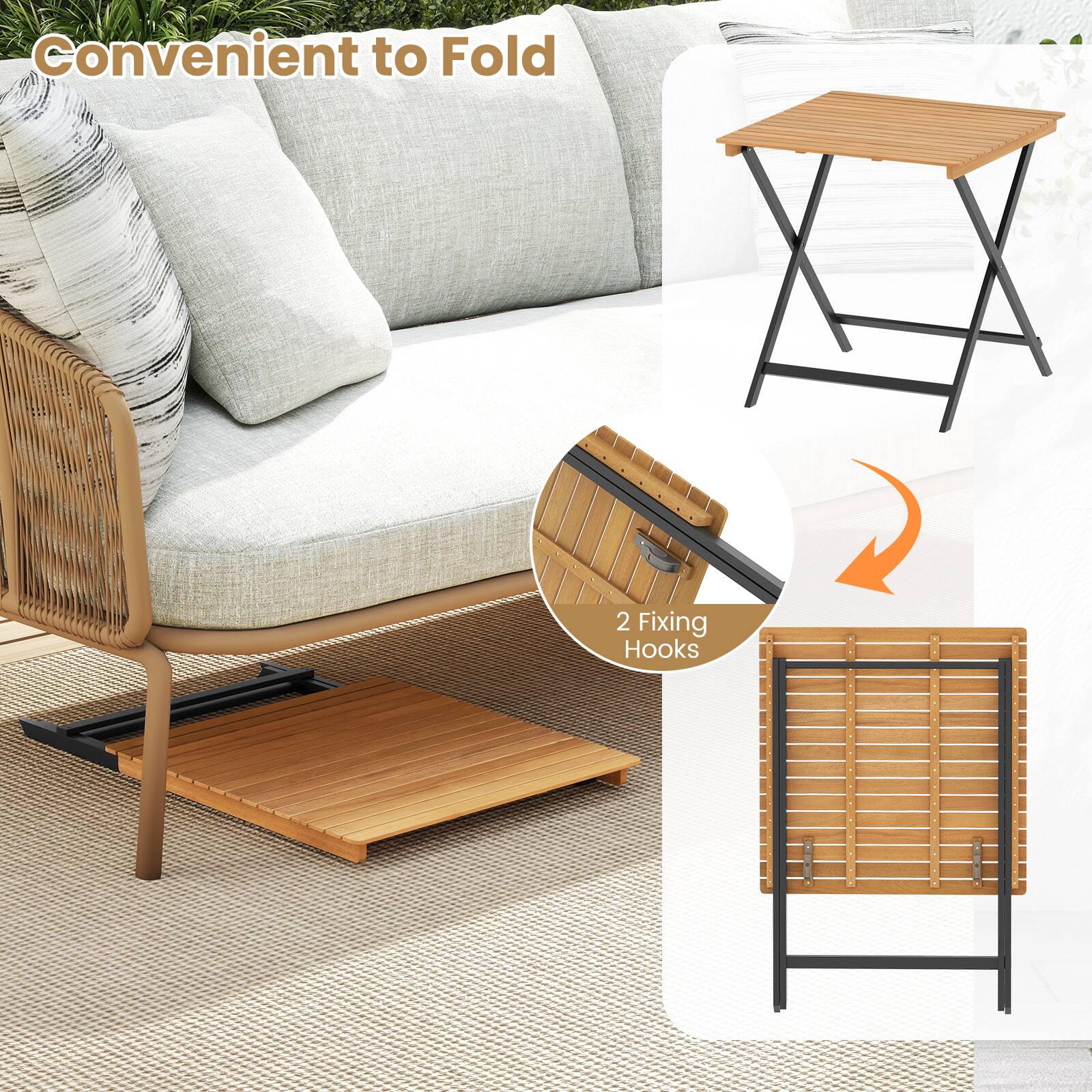 Convenient to Fold  
2 Fixing Hooks