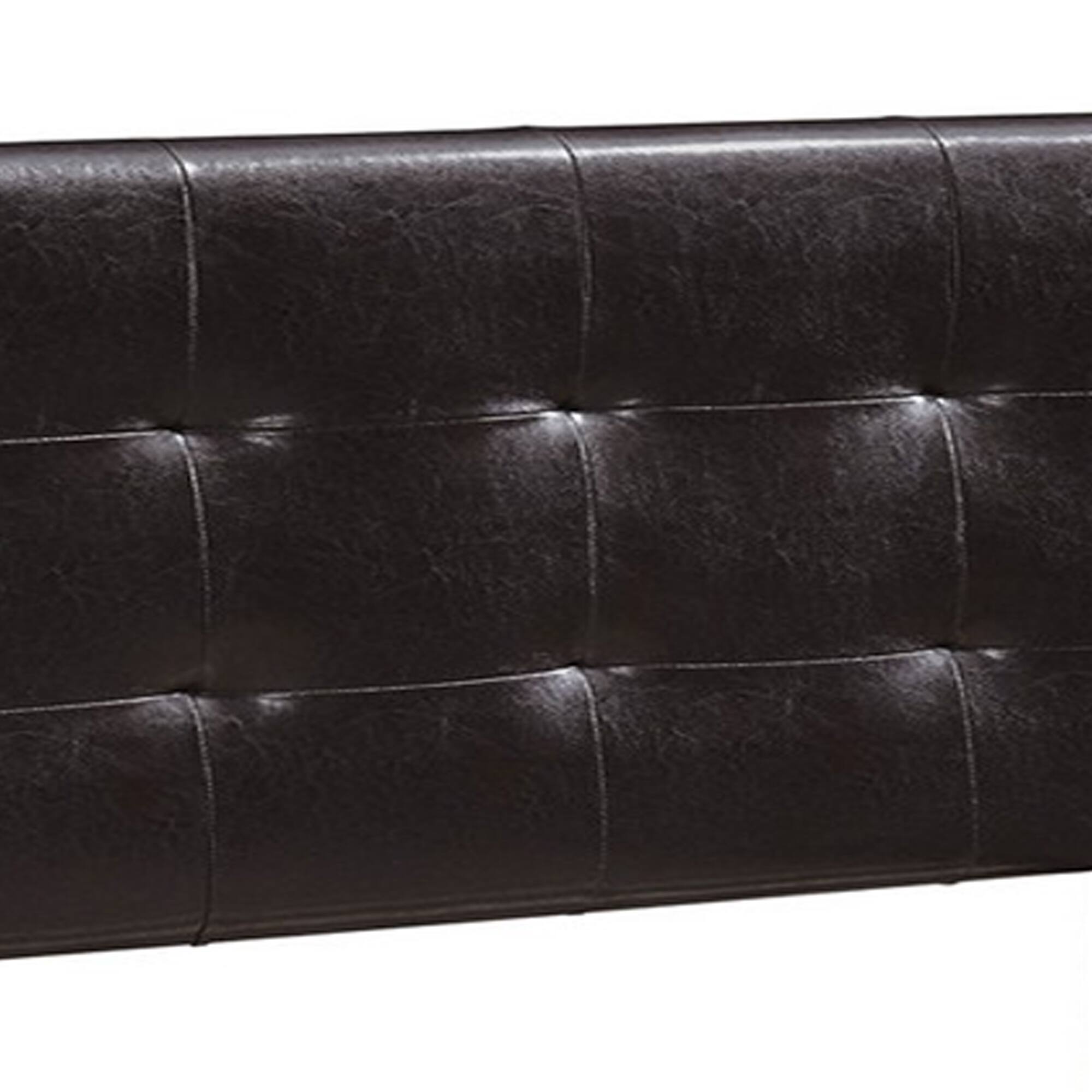 Alt View 2. Manhattan Lane - Queen Leatherette Bed with Checkered Tufted Headboard - Brown.