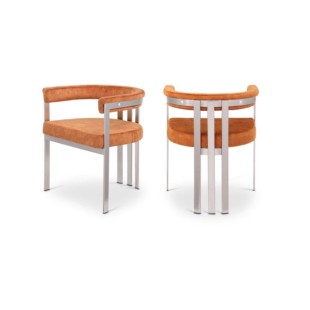 Meridian Furniture - Marcello Cognac Velvet Dining Chair, Set of 2 - Brown