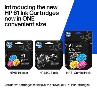 Introducing the new HP 61 Ink Cartridges now in ONE convenient size hp 61 hp 61xL hp 61 61xL de HP 61 Tri-color HP 61XL Black HP 61 Combo Pack The above cartridges replace all the previous HP 61 Ink Cartridges.