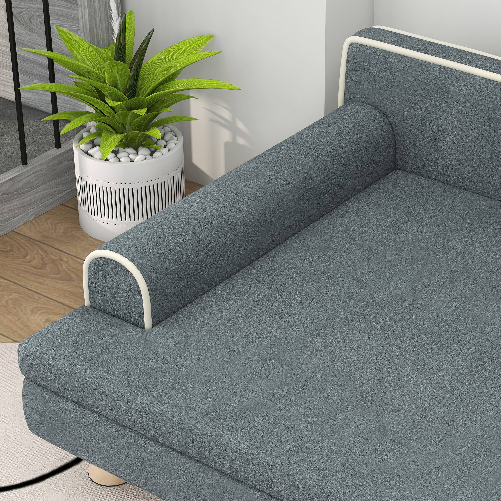 Alt View 8. Pawhut - Soft Foam Large Dog Couch for a Fancy Dog Bed - Grey.