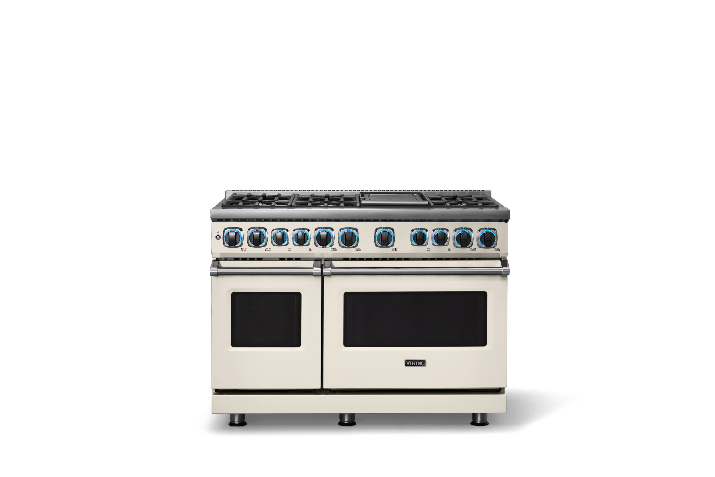 Alt View 4. Viking - 48"W. 7.3 Cu. Ft. 7Series Self-Clean Dual Fuel 8 Burner Range/Griddle-Pure White - Pure White.