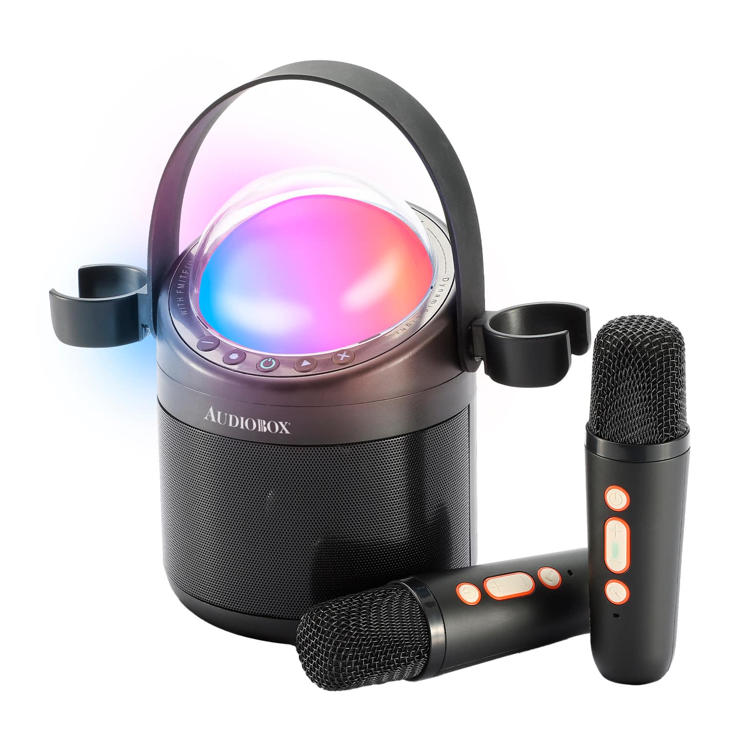 AudioBox - ABK-500 Party Light Master Portable Karaoke Bluetooth Speaker with Lights, 2 Wireless Microphones - Black