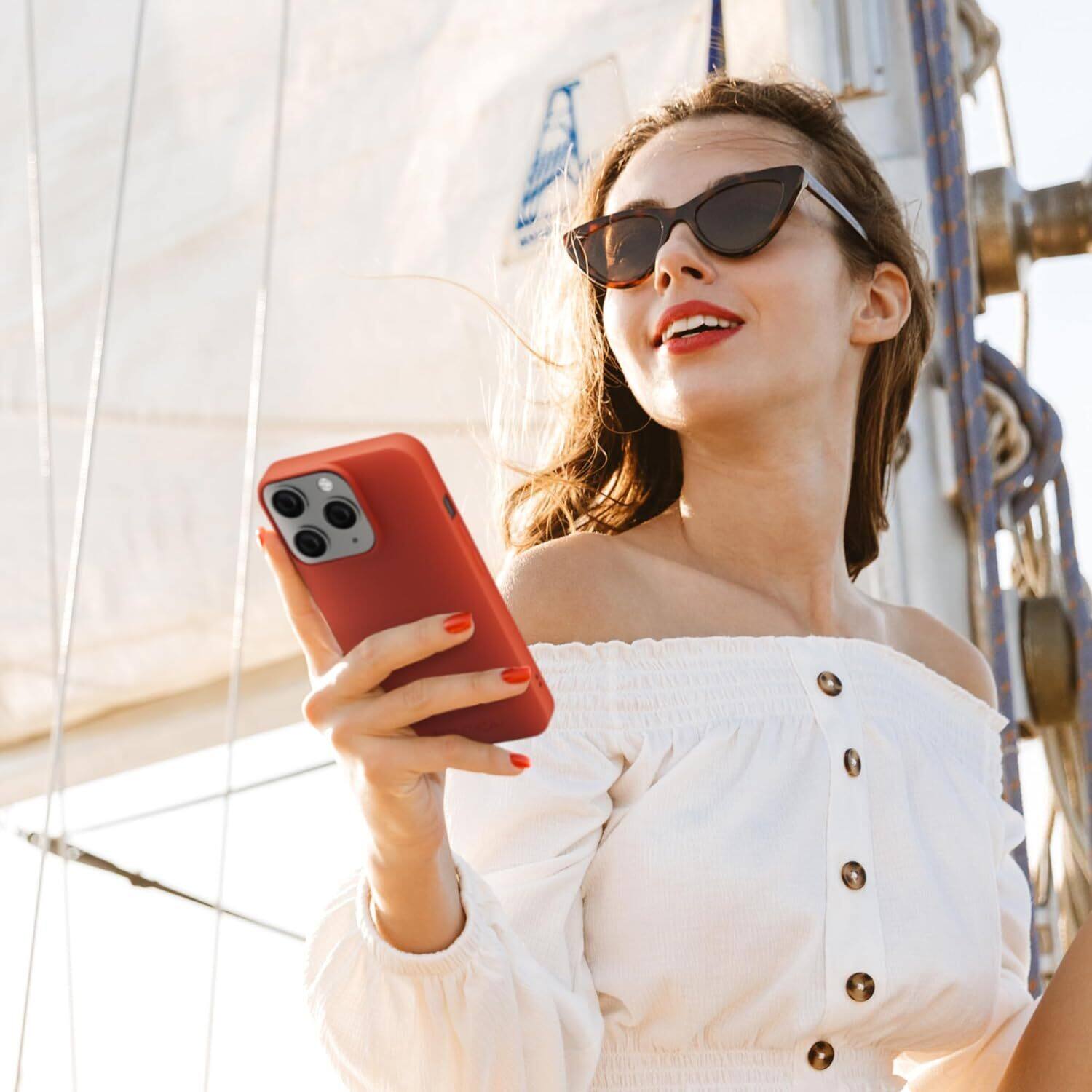 Alt View 3. Nautica - Matte Phone Case for iPhone 14 Pro, Case with Ultra-Light, Slim Design, Anti-Scratch, Shockproof Protective Phone Cover - Red.