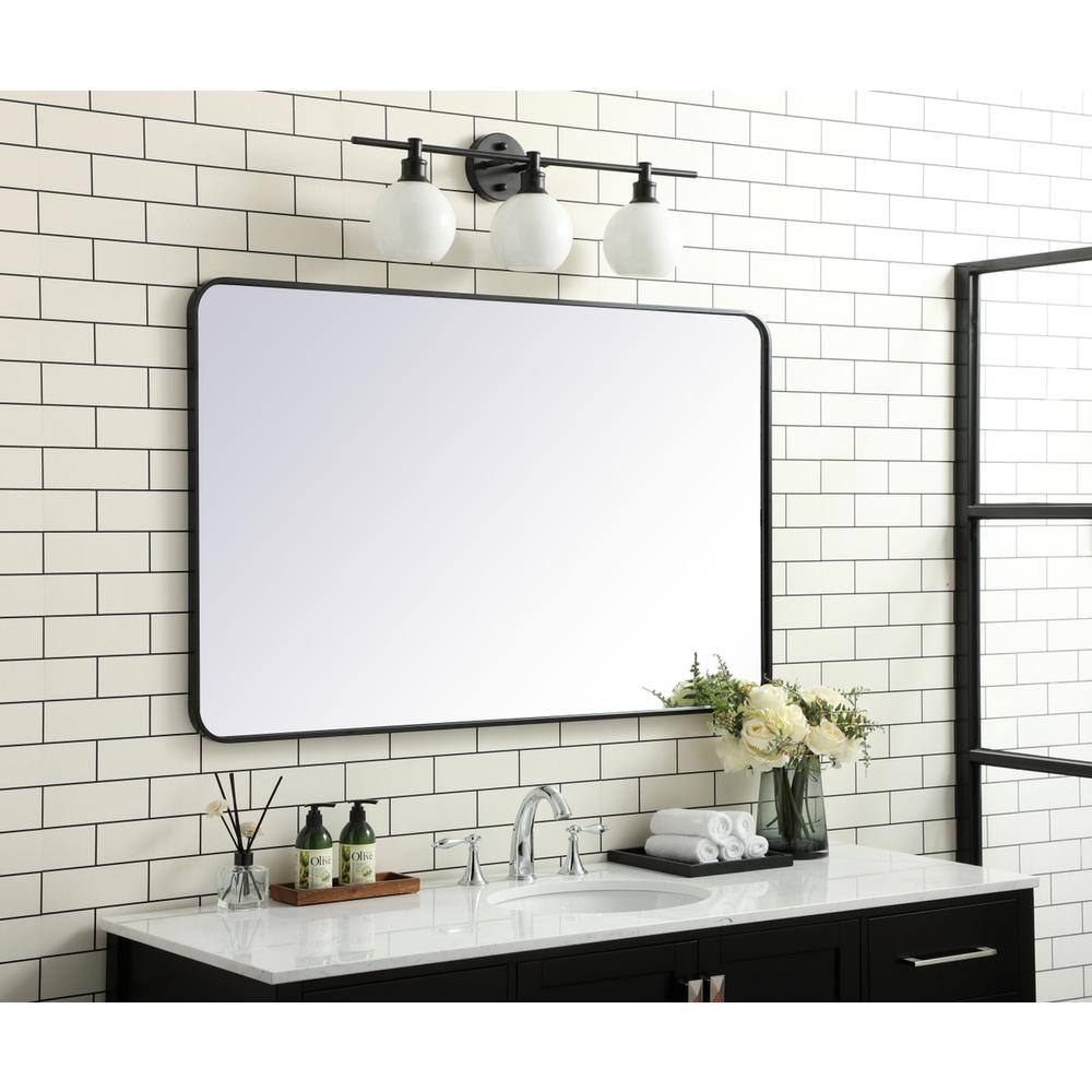 Alt View 4. Elegant Decor - Soft corner metal rectangular mirror 30x48 inch in Black - Black.