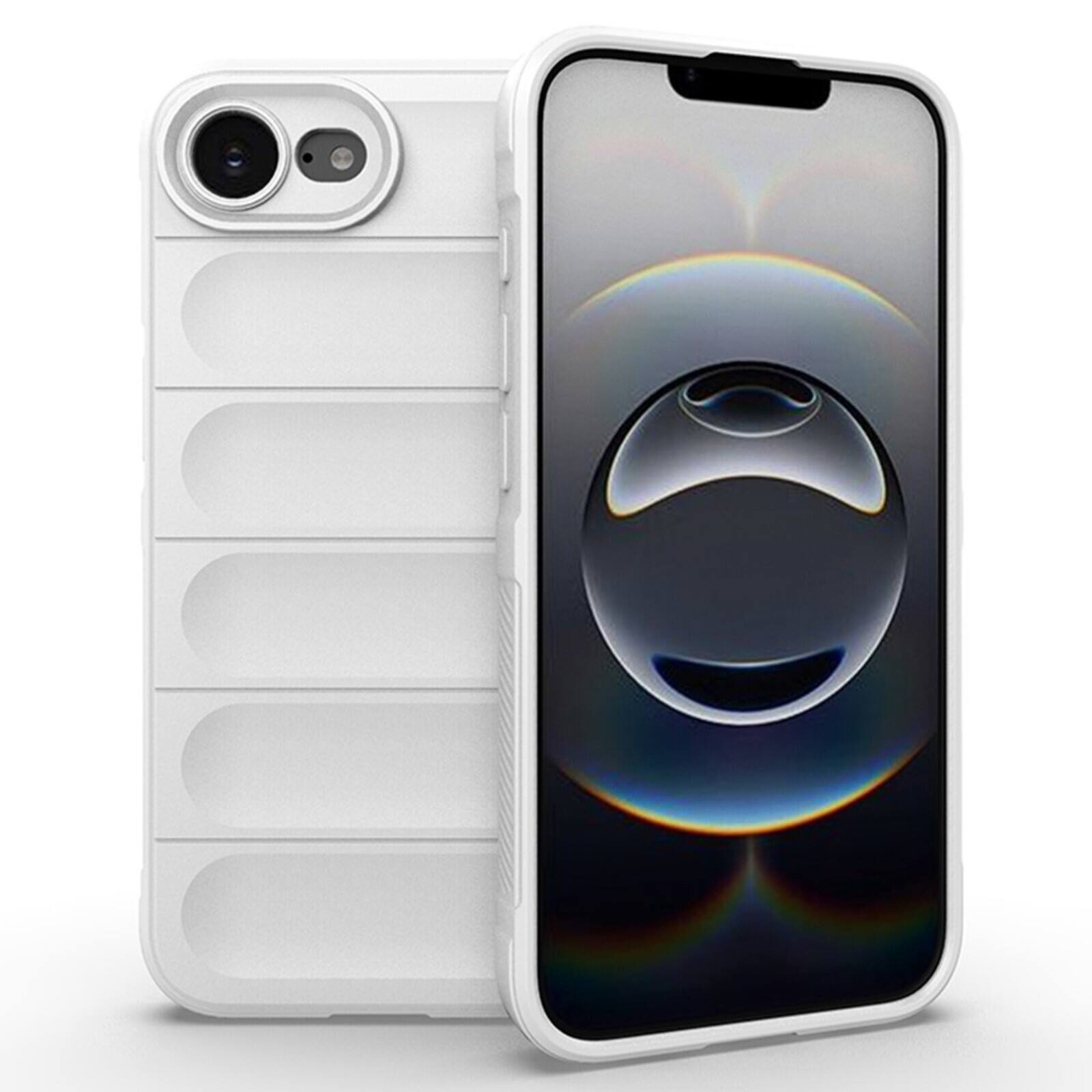 Front. UUCOVER - Shockproof Wave Pattern Case for Apple iPhone 16e/17e, Skin-Friendly Grip Soft-Touch Finish Drop Protection Phone Cover - White.
