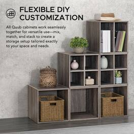 SUNJOY - Sunjoy Quub Quarter Cabinet, Space Saving Stackable MDF Wood Cabinet for Living Room, Bedroom and Other Indoor Space - Gray