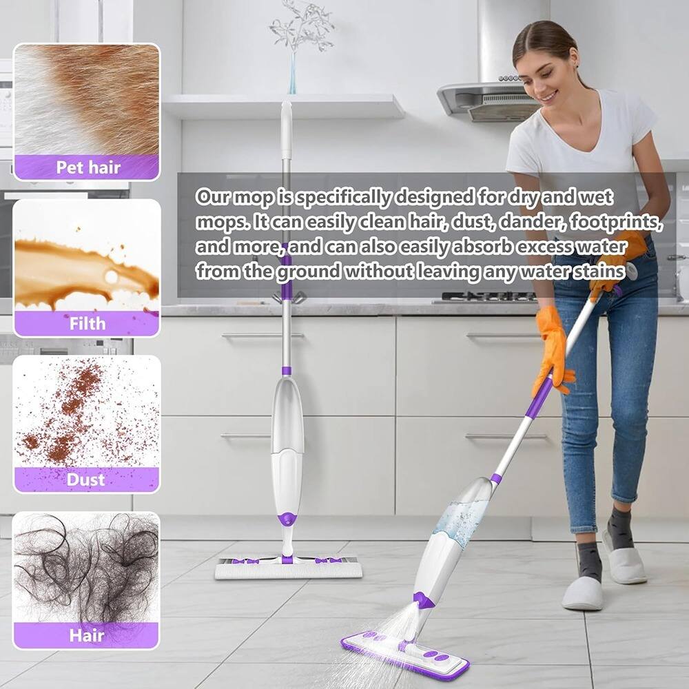 Our mop is specifically designed for dry and wet mops. It can easily clean hair, dust, dander, footprints, and more, and can also easily absorb excess water from the ground without leaving any water stains.

- Pet hair
- Filth
- Dust
- Hair