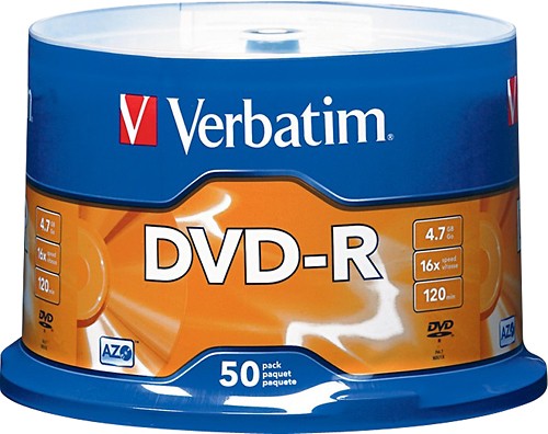  Verbatim - DVD-R 4.7GB 16X AZO 50pk Spindle