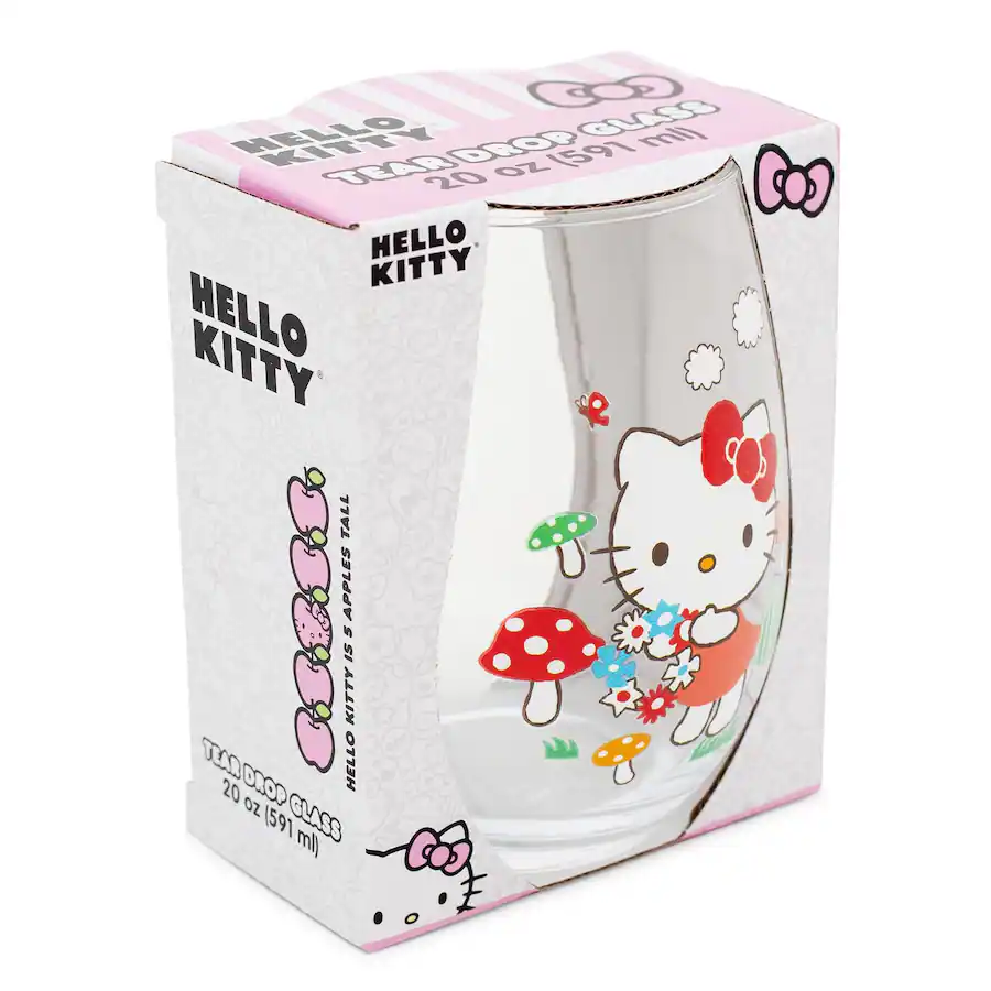 Silver Buffalo Sanrio Hello Kitty Mushrooms Stemless Wine Glass | Holds ...
