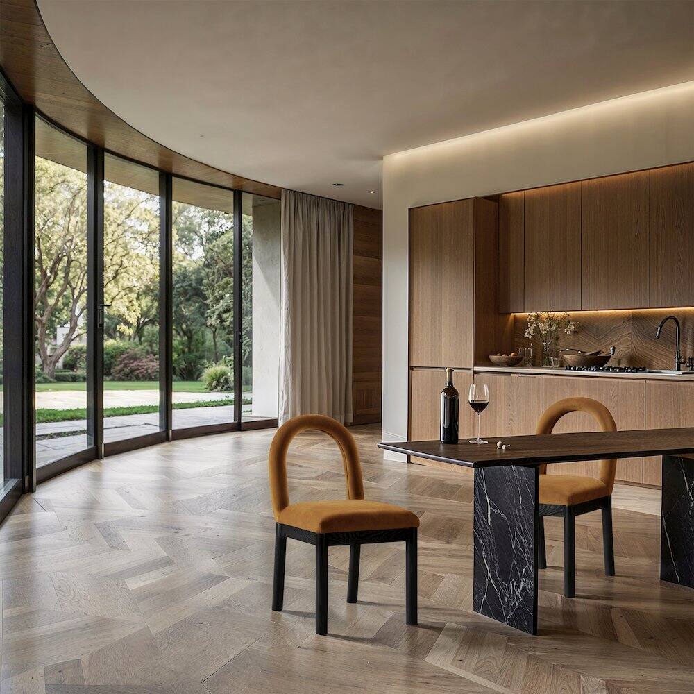 Alt View 1. Meridian Furniture - Conrad Saddle Velvet Dining Chair - Brown.