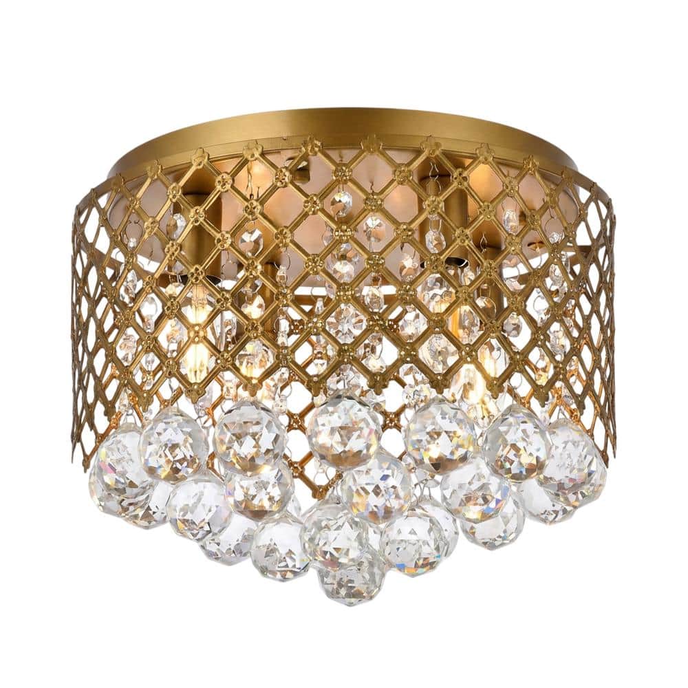 Living District - Tully 4 lights brass flush mount - Brass And Clear
