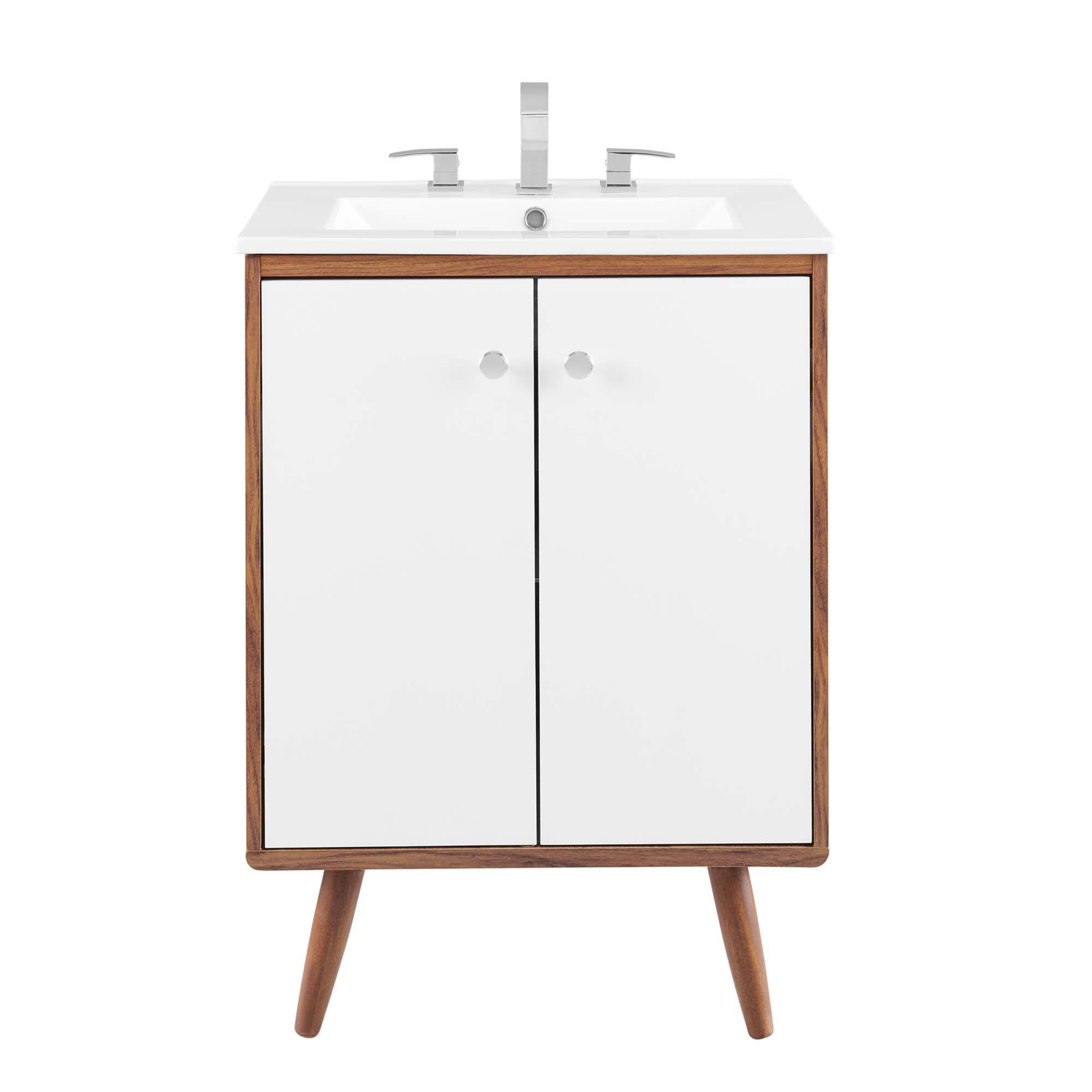 Alt View 3. Modway - Transmit Bathroom Vanity Basin Included - Walnut White.