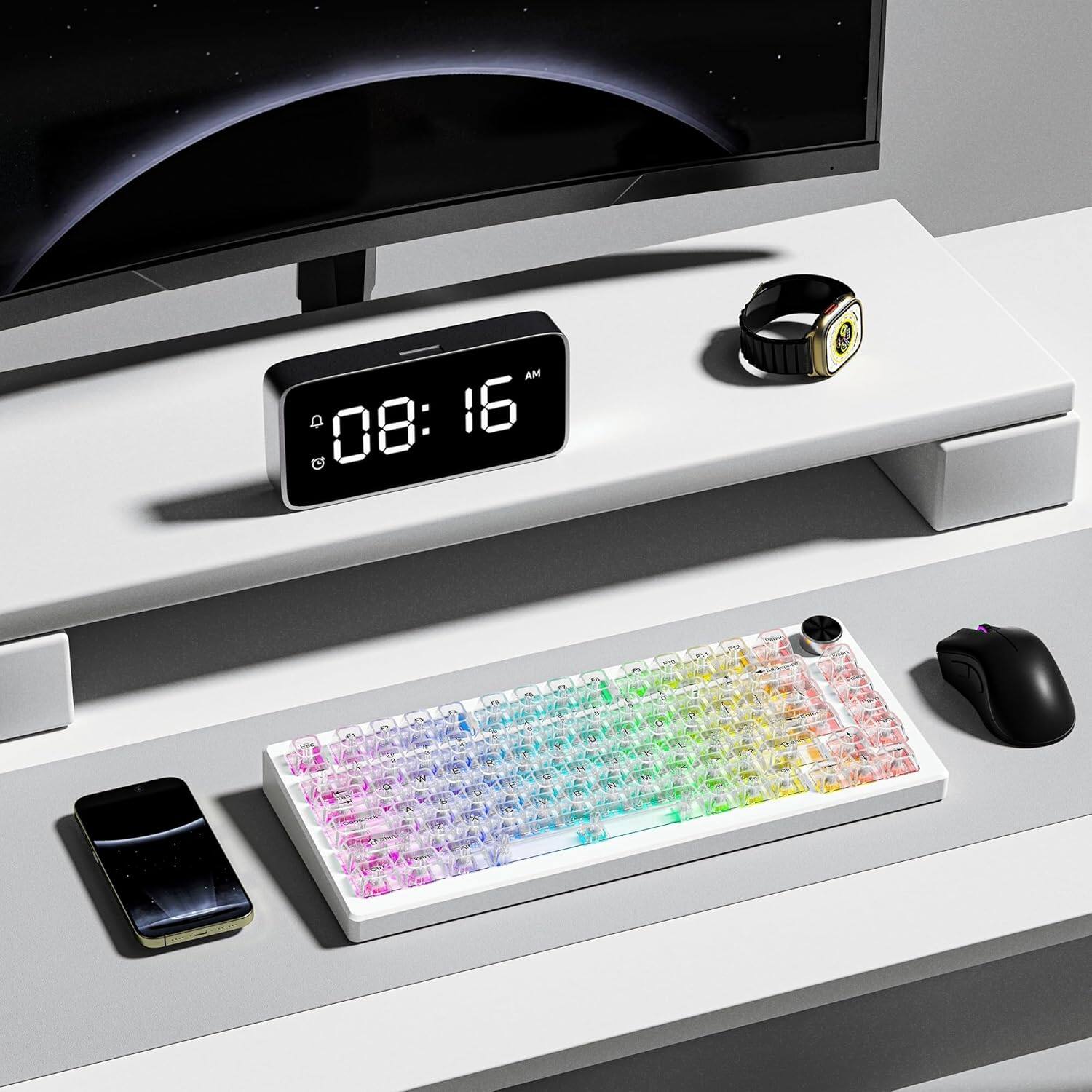 Alt View 2. Womier - Womier Crystal Jelly keycaps ,Transparent  Style Cute keycap for All US layout  Mx Cherry Mechanical Keyboard - Clear White.